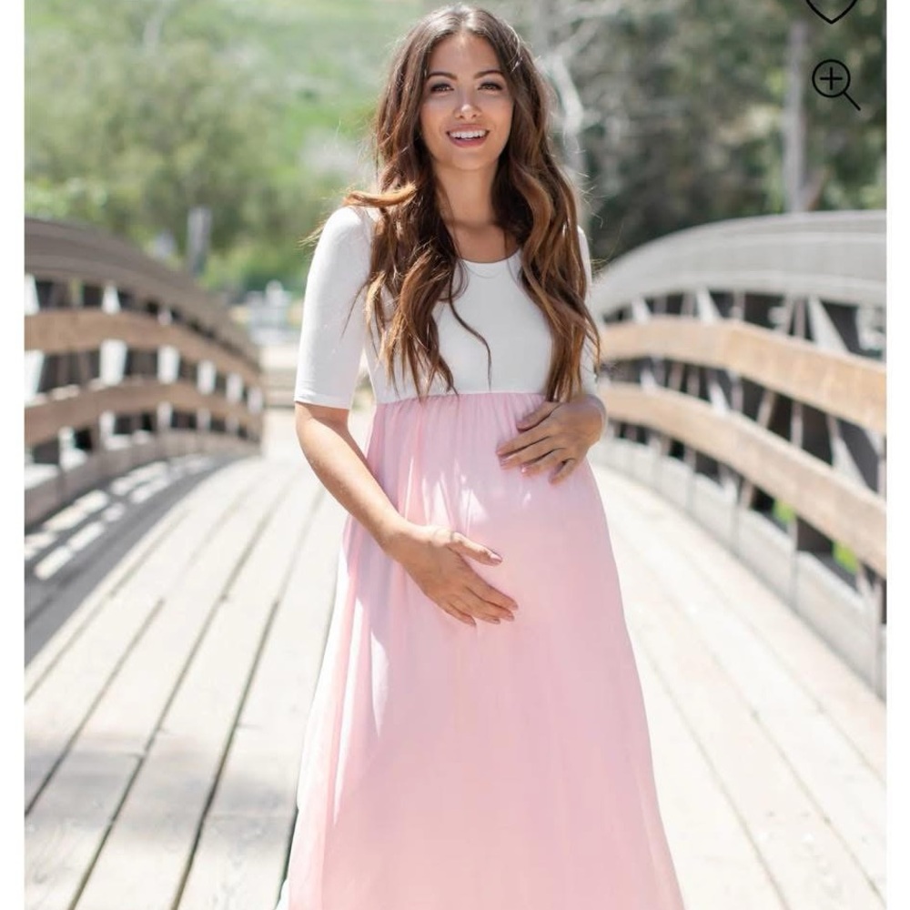 Pink Blush White and Pink Maternity Dress